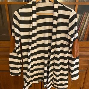 Striped cardigan with elbow patches